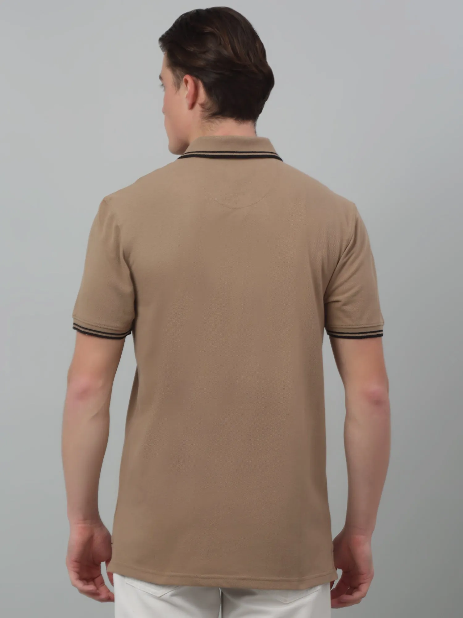 Men's Coffee Brown Polo neck Half Sleeve T-Shirt
