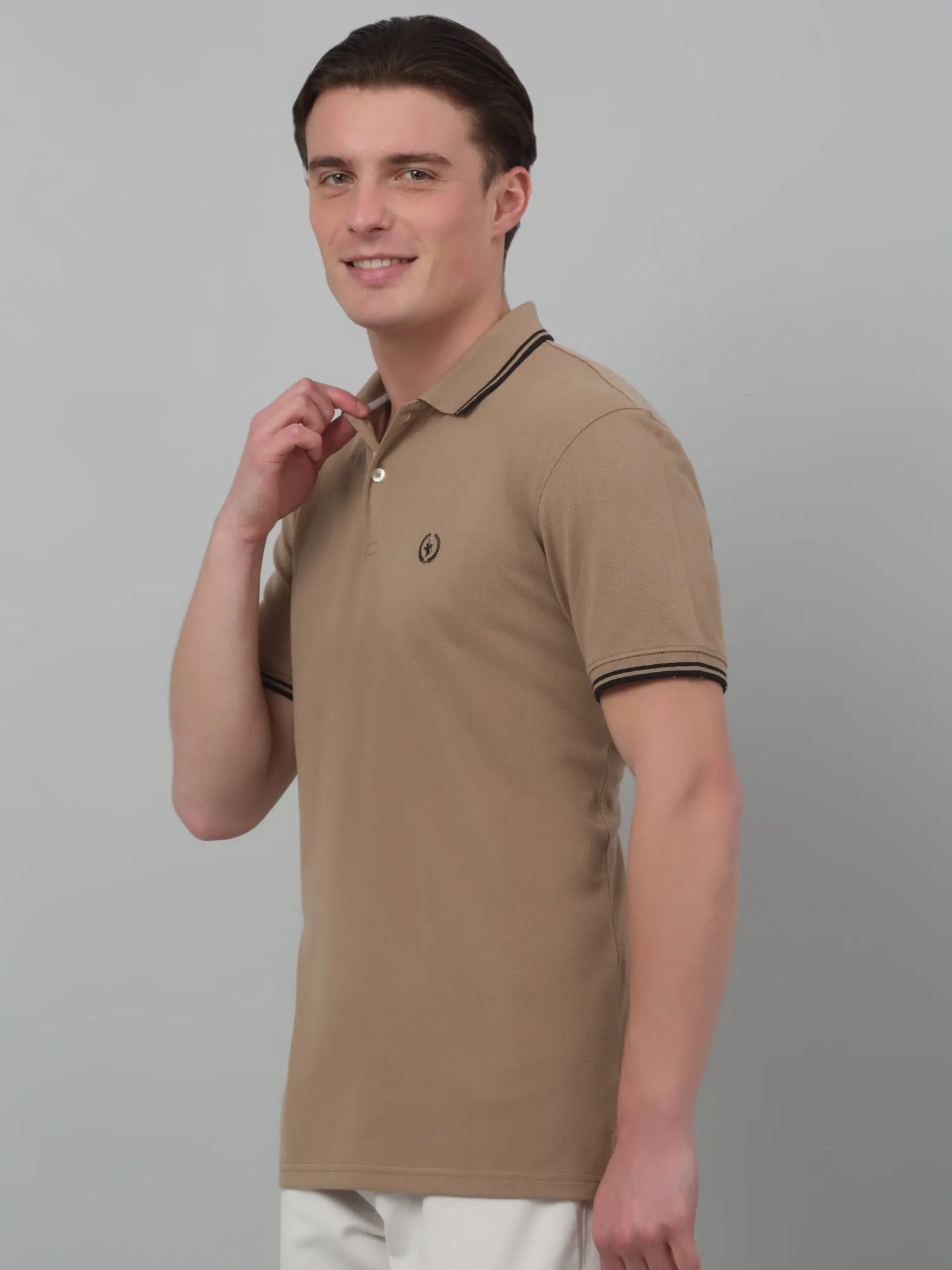 Men's Coffee Brown Polo neck Half Sleeve T-Shirt