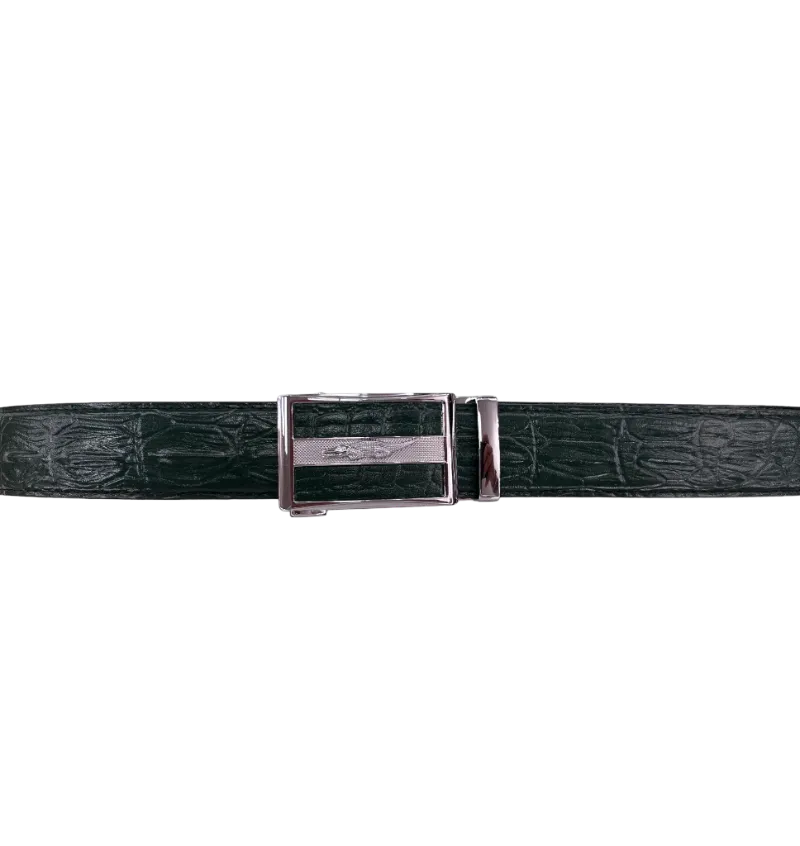 Men's Green Croc Belt Genuine Leather Sliver Buckle Fancy style