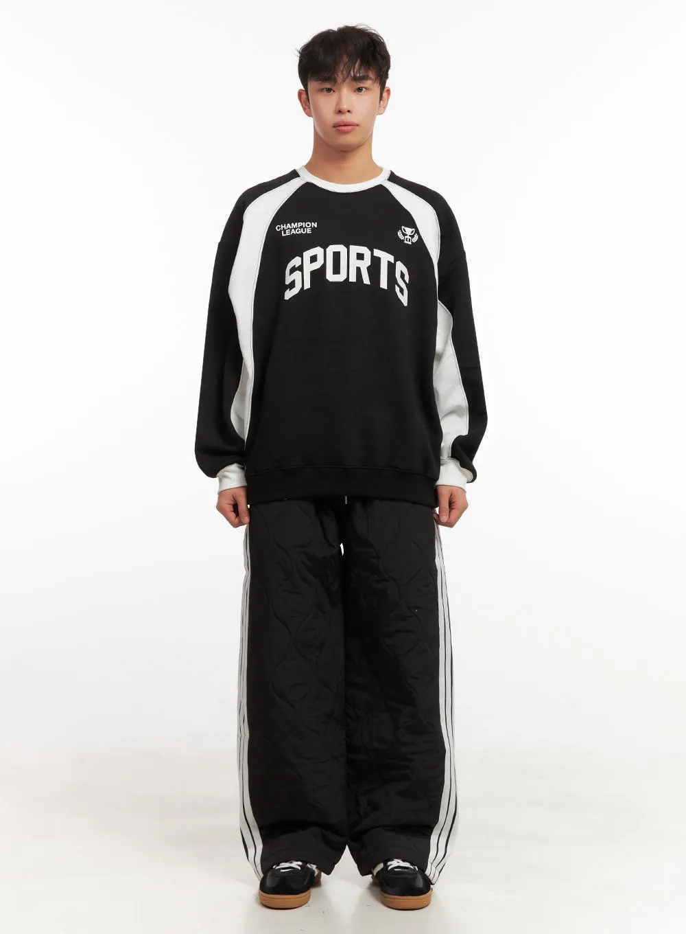 Men's Quilted Wide-Leg Track Pants ID431