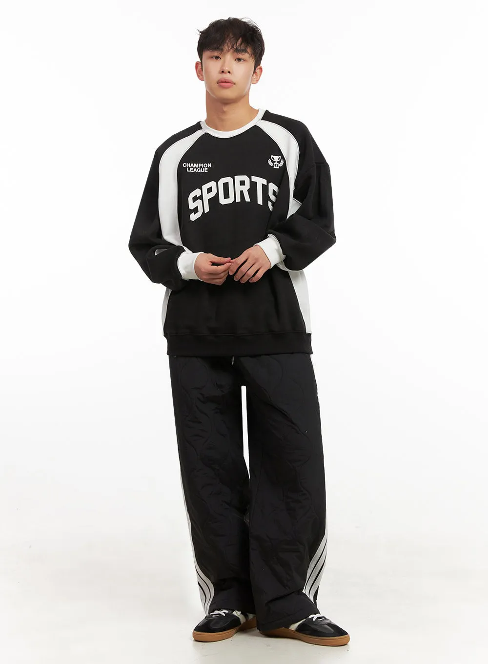 Men's Quilted Wide-Leg Track Pants ID431