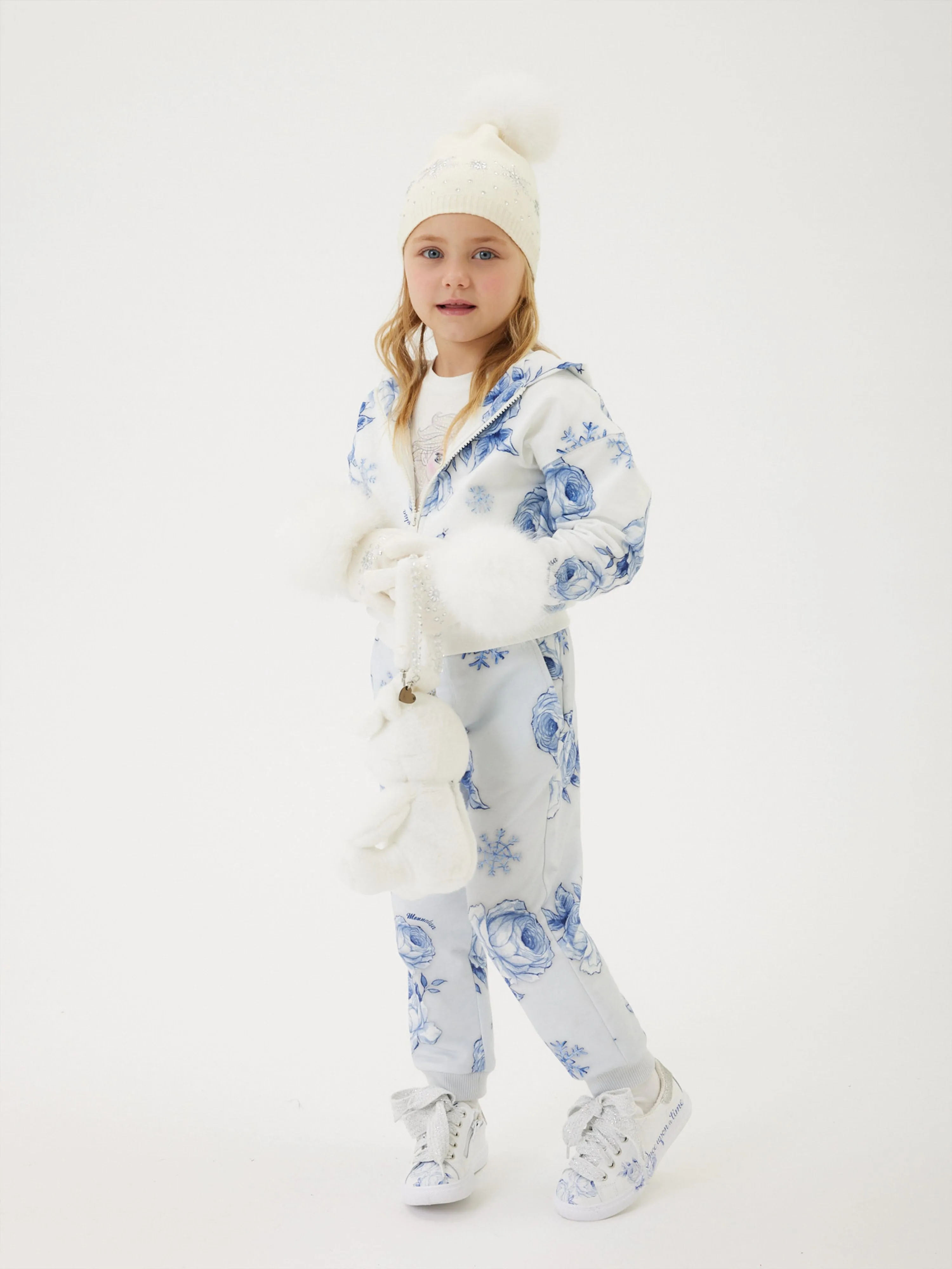 Monnalisa Girls Frozen Print Joggers in White