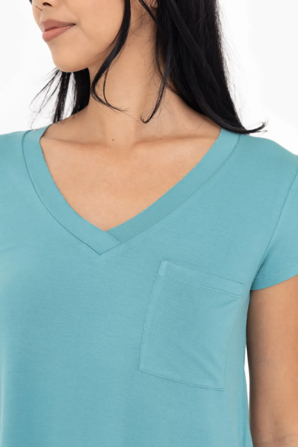 Mono B Longline Deep V-Neck Pocket Shirt