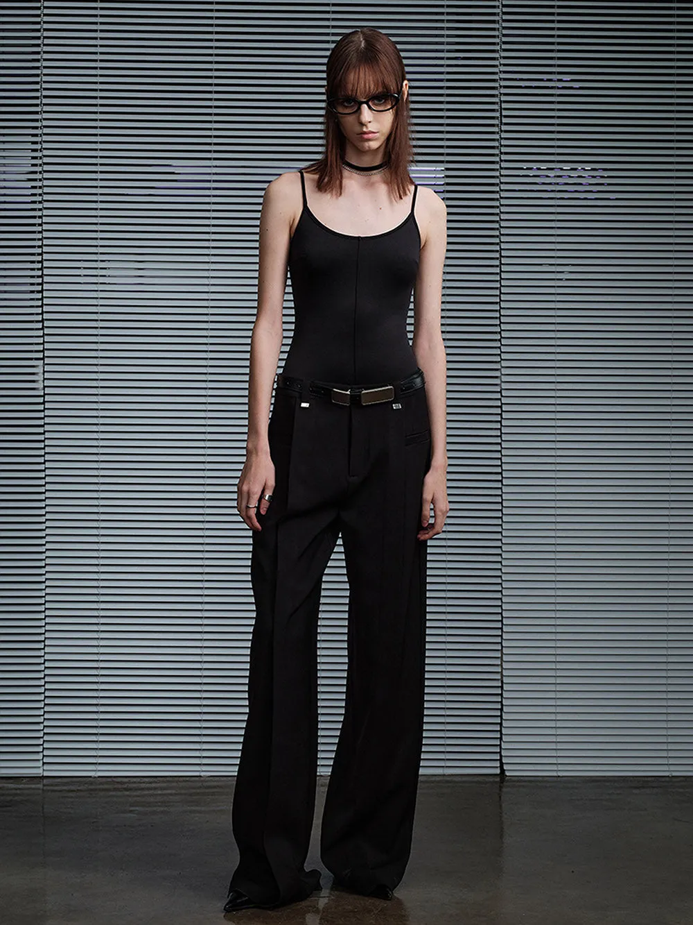 MUKTANK X MODULER Metallic Structural Feel Straight-Leg Trousers