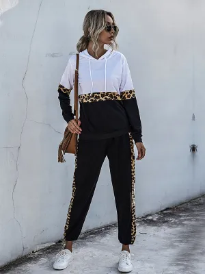 Perfee Contrast Long Sleeve Hooded Top and Joggers Set