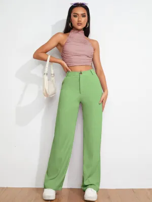 Pista Green Polycotton Textured Trousers