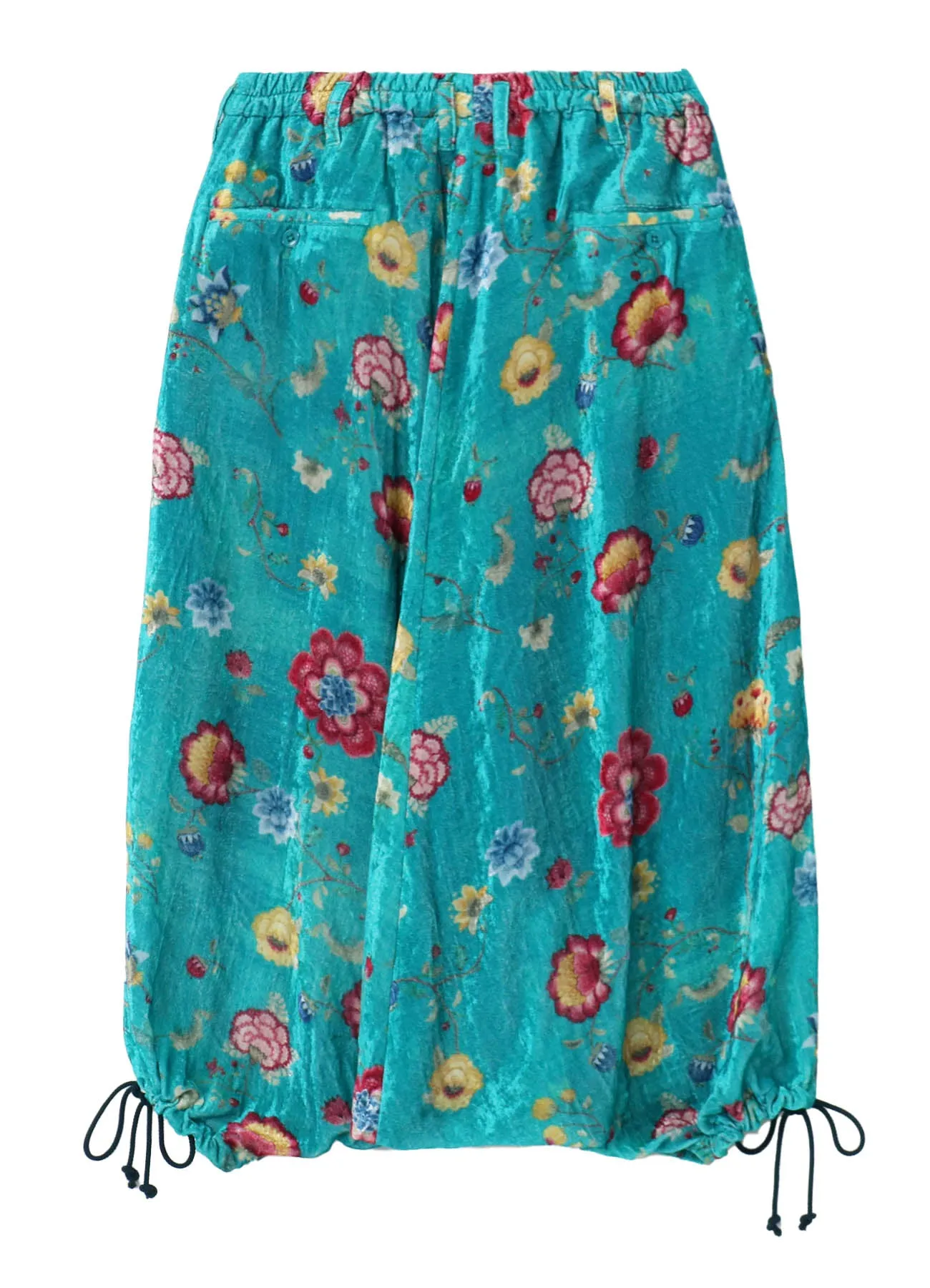 RAYON VELVET PRINT CHINESE FLOWER INSEAM BUTTON SAROUEL PANTS