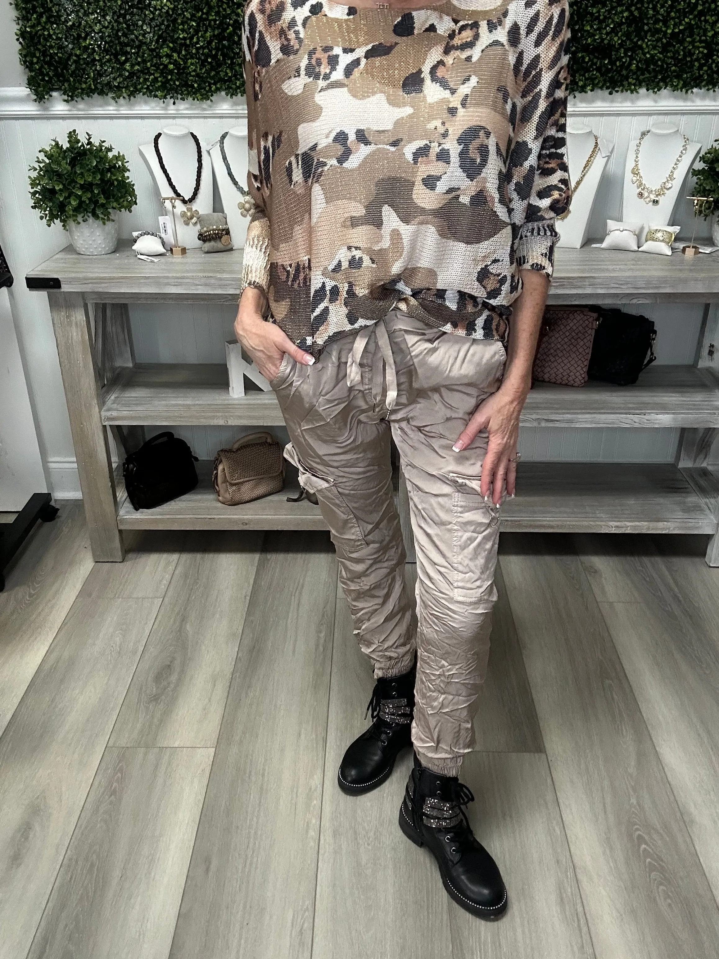 Satin Cargo Jogger