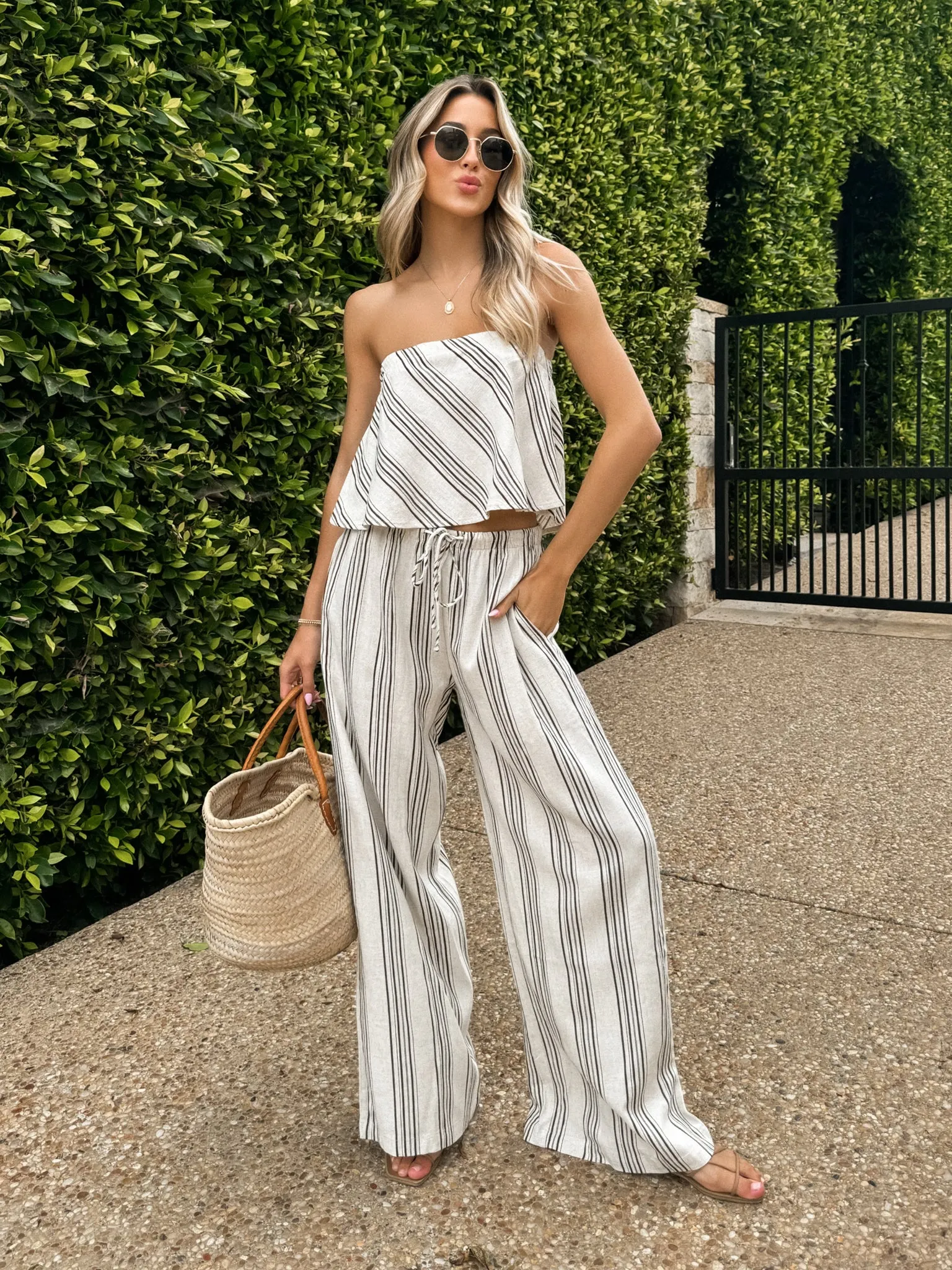 Sunset Stripe Linen Tube Top