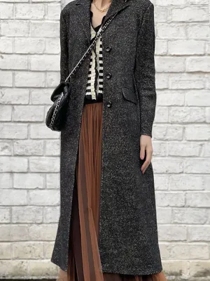 Surprise Sale! Black & Beige Barleycorn Wool Crombie Coat