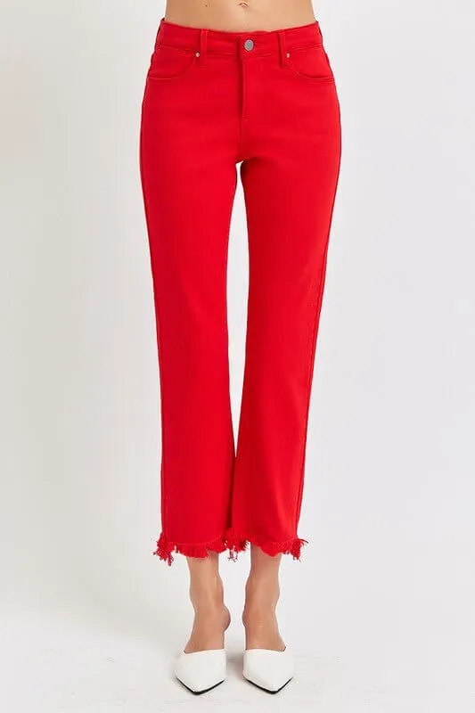 The Cardinal Jeans: Red Cropped Jeans