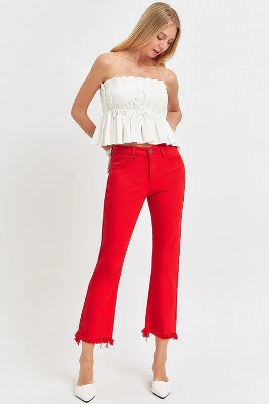 The Cardinal Jeans: Red Cropped Jeans