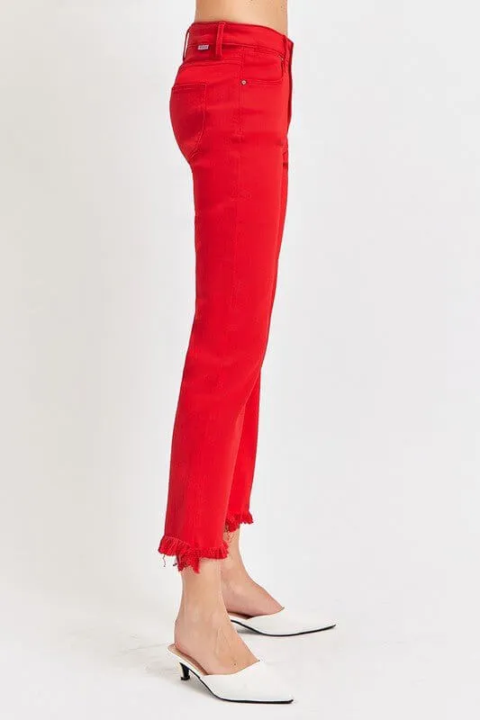 The Cardinal Jeans: Red Cropped Jeans