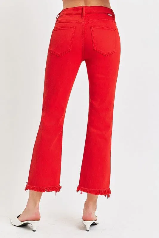 The Cardinal Jeans: Red Cropped Jeans