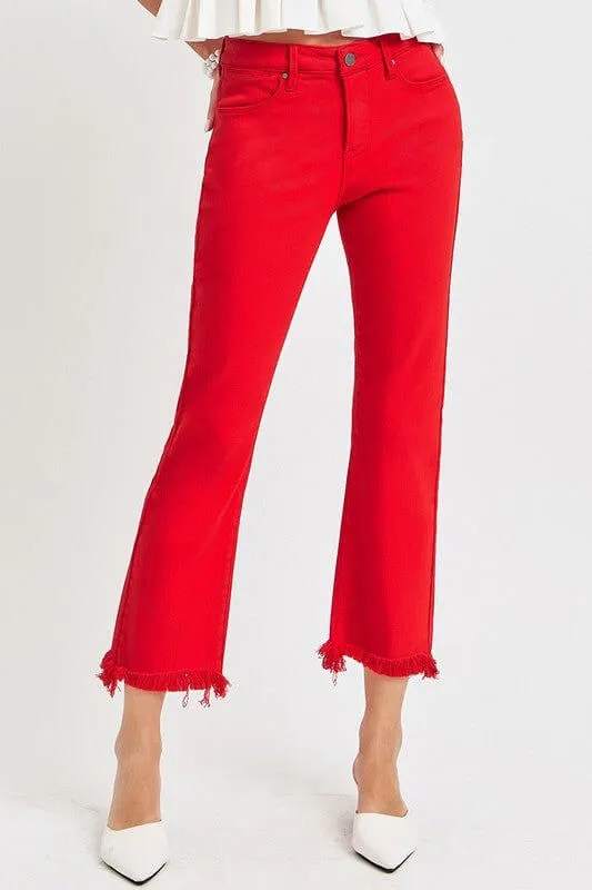 The Cardinal Jeans: Red Cropped Jeans