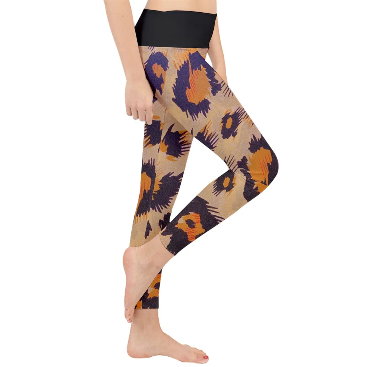 Tiger Print Lightweight Velour Classic Yoga Leggings