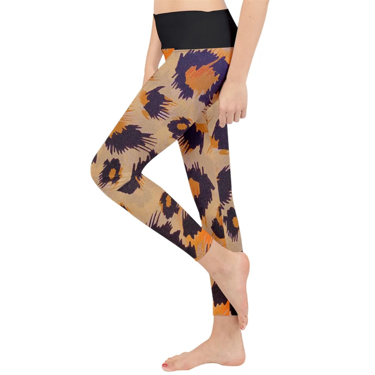 Tiger Print Lightweight Velour Classic Yoga Leggings