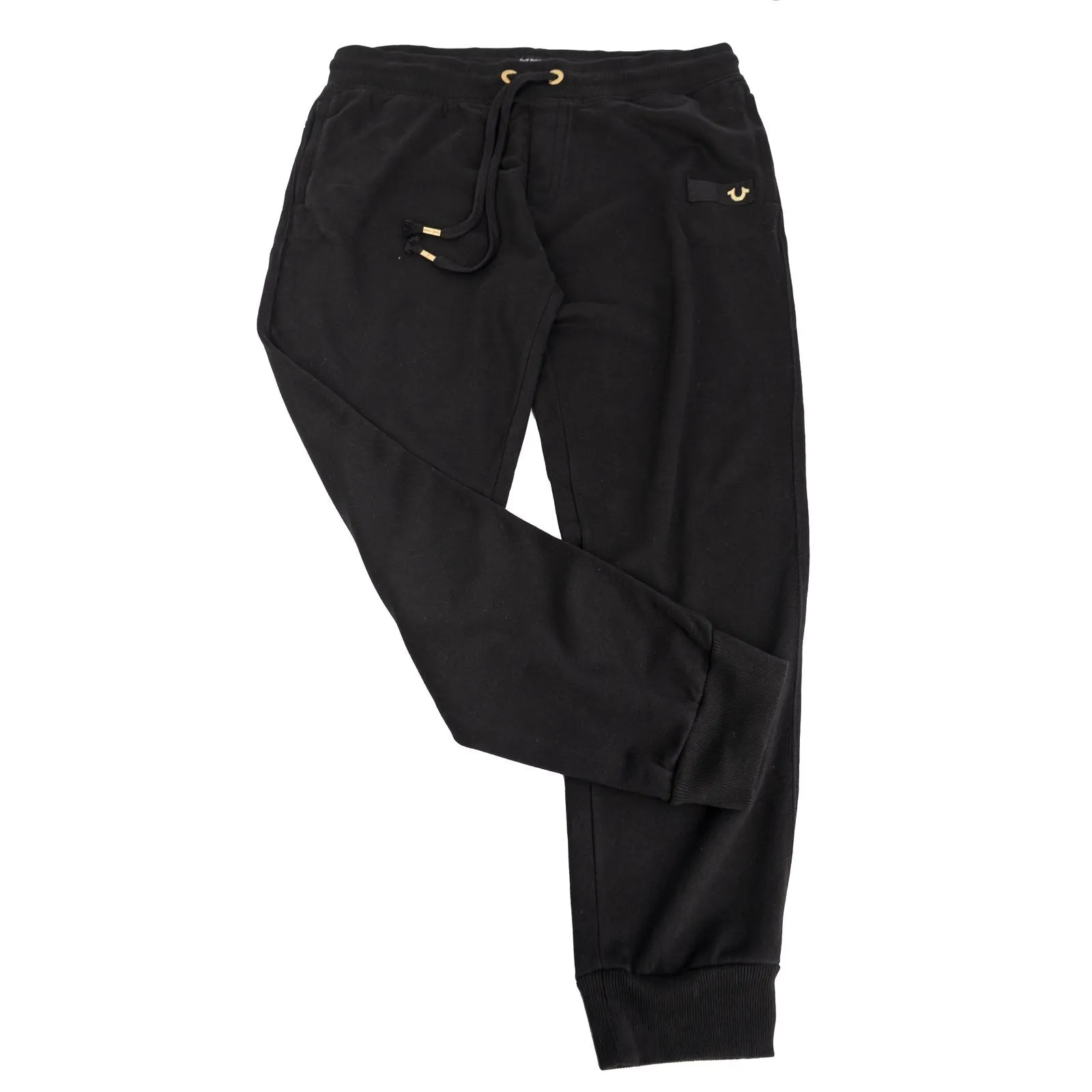 True Religion Mens Joggers Black With Gold Details