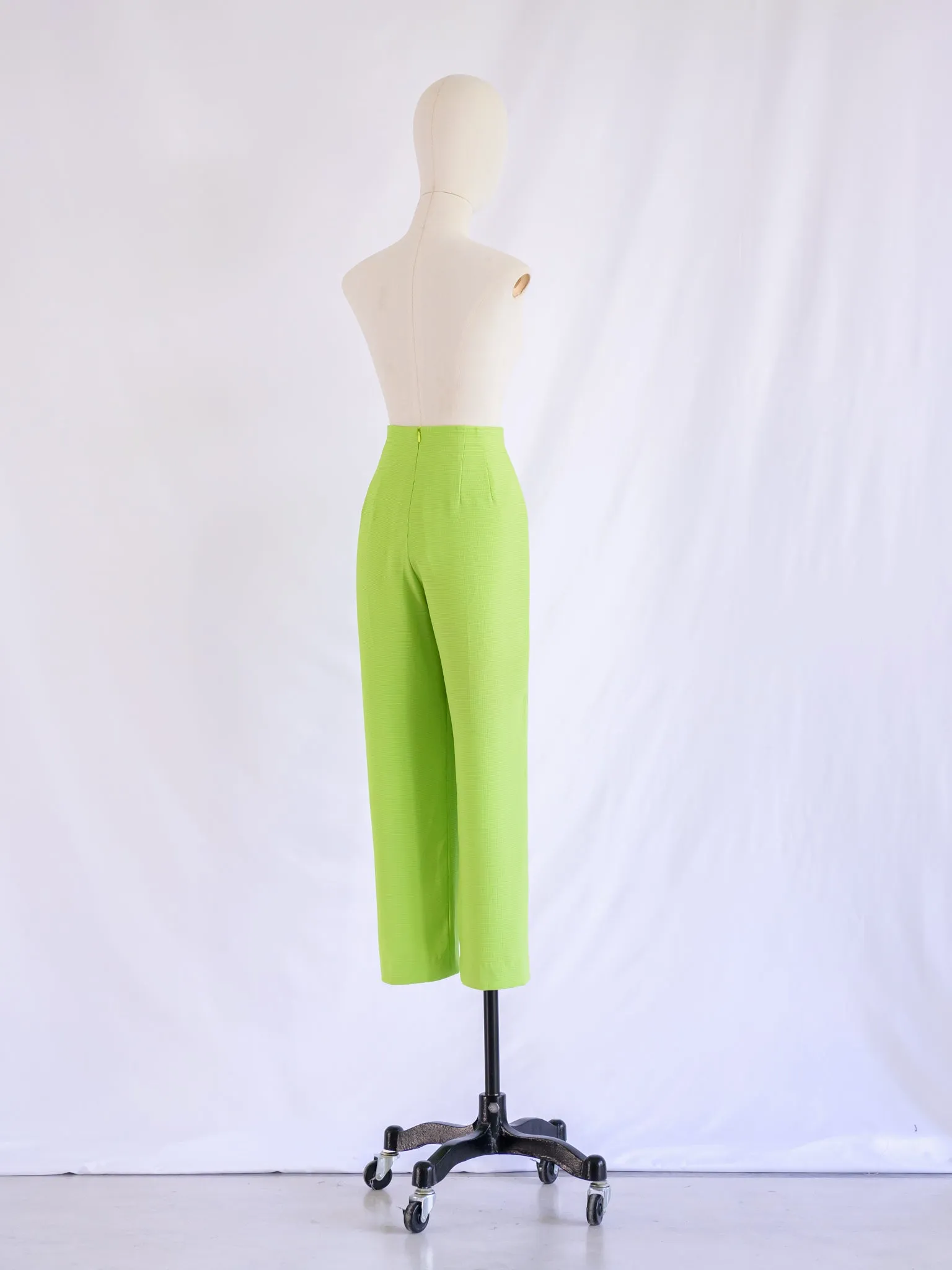Vintage Green Chiffon Back Zipper Trouser