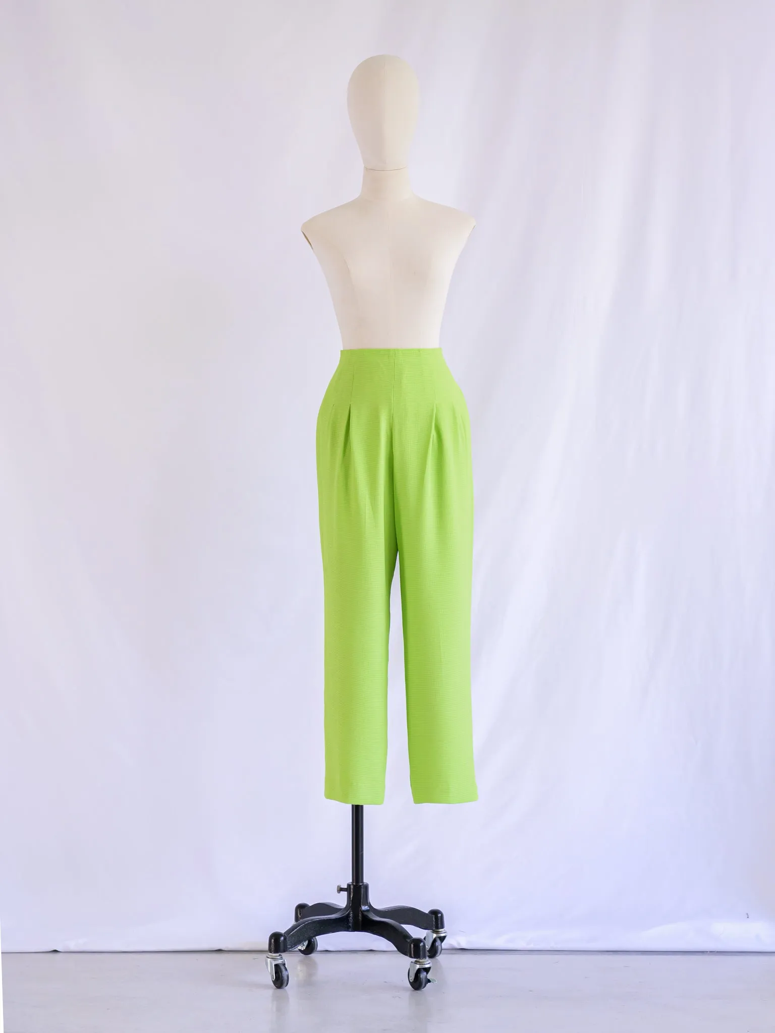 Vintage Green Chiffon Back Zipper Trouser