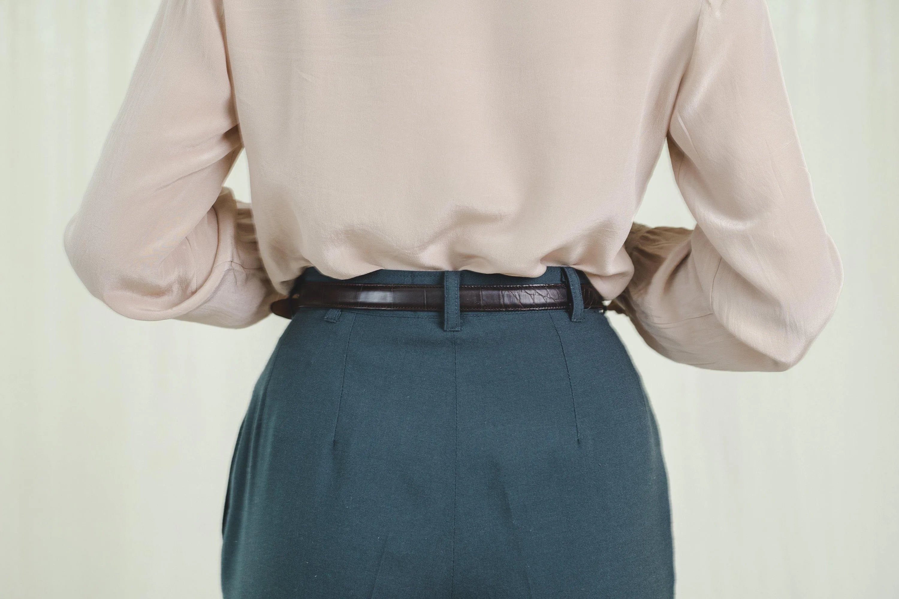 Vintage High Waist Blue and Green Tapered Trousers