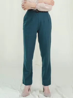 Vintage High Waist Blue and Green Tapered Trousers