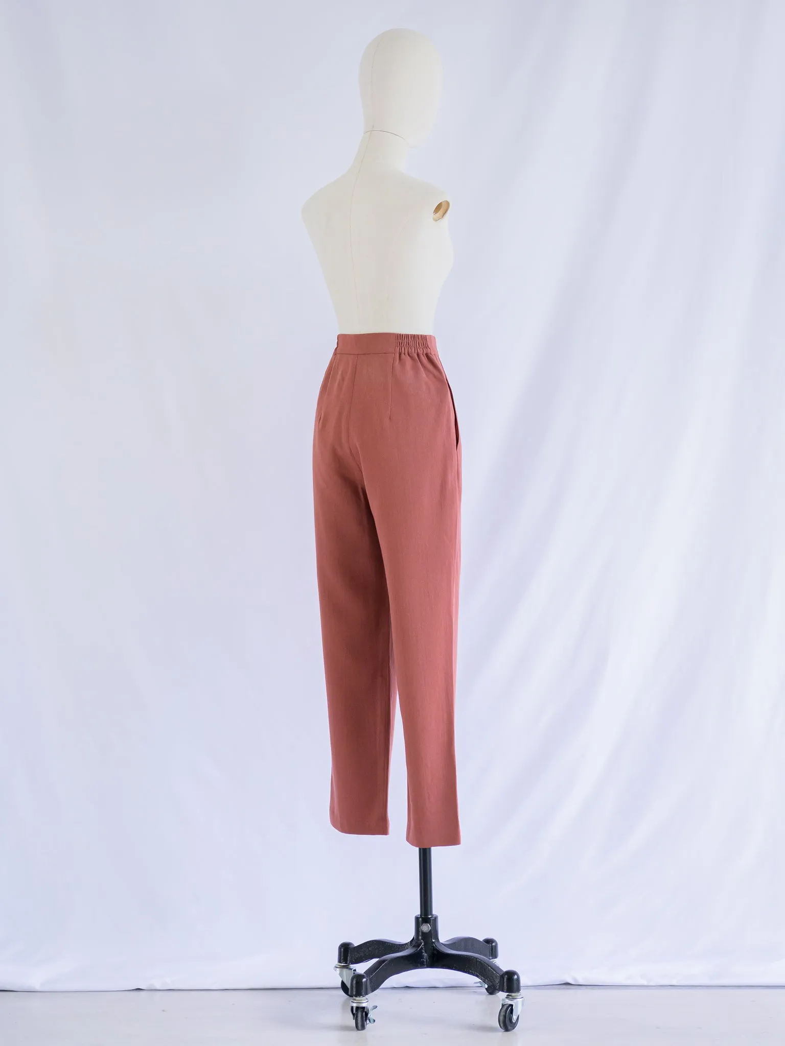 Vintage Polyester Peach Mid-Rise Cut Side Pocket Trousers