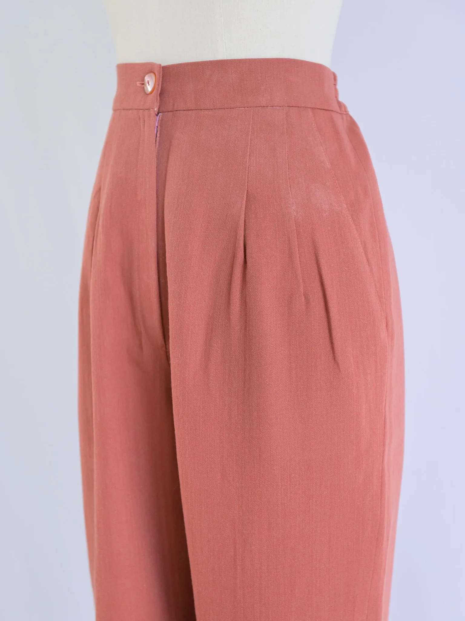 Vintage Polyester Peach Mid-Rise Cut Side Pocket Trousers