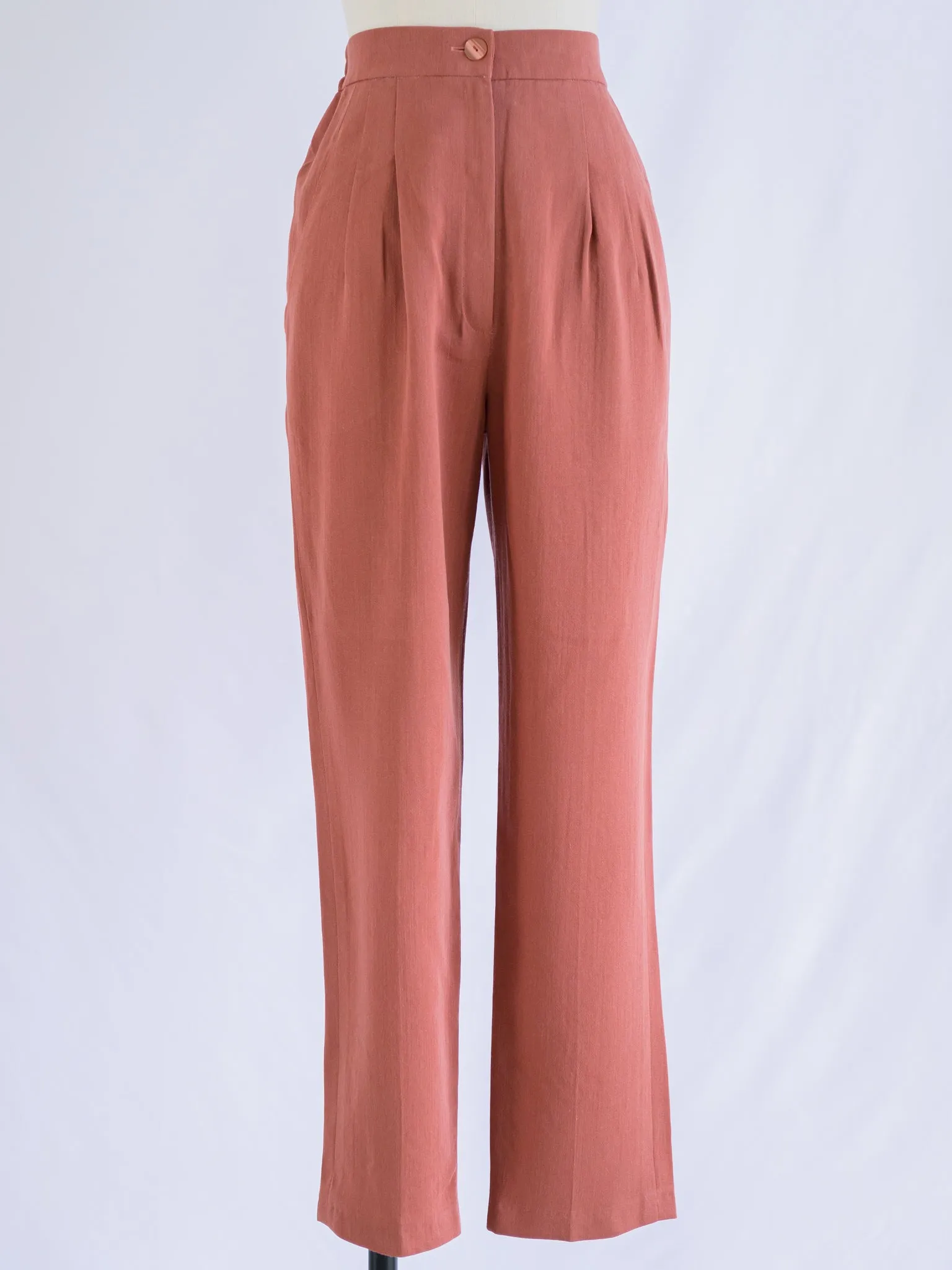 Vintage Polyester Peach Mid-Rise Cut Side Pocket Trousers