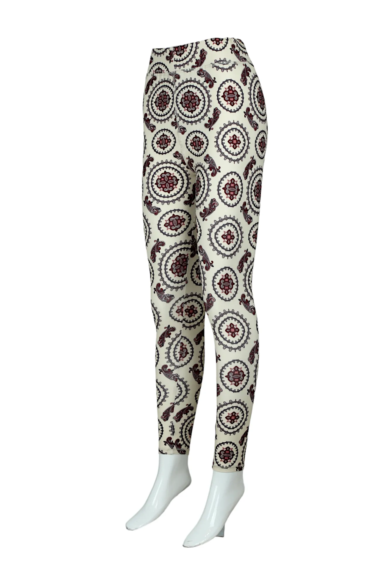 Women High-Rise Printed Leggings 80053 (BEIGE)