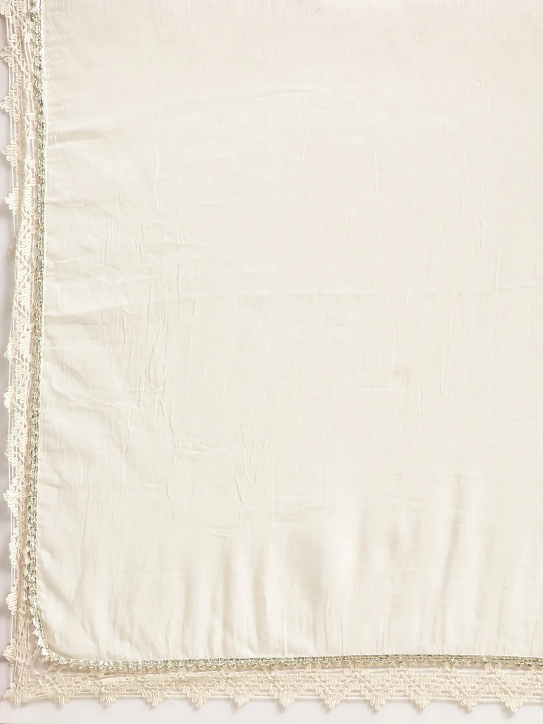 Women Straight Cream Solid Kurta and Trousers Set Comes With Dupatta