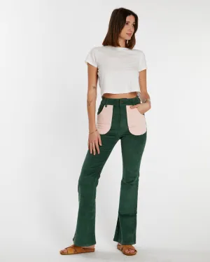 Women's Bell Bottom (Forest Green/Powder Pink)