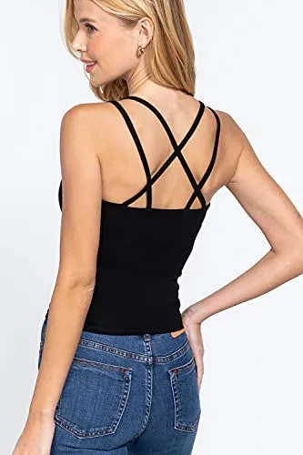 Women's Front Ruched Detail Cami Heavy Rib Knit Top