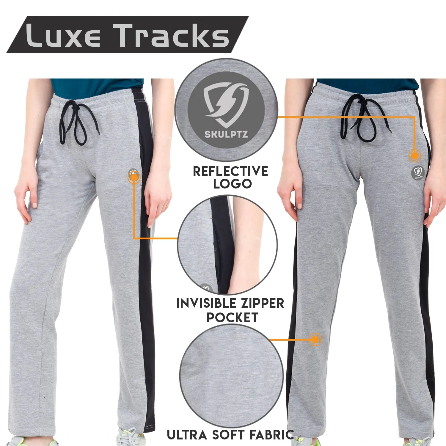 Womens Luxe Flared Track pants Grey