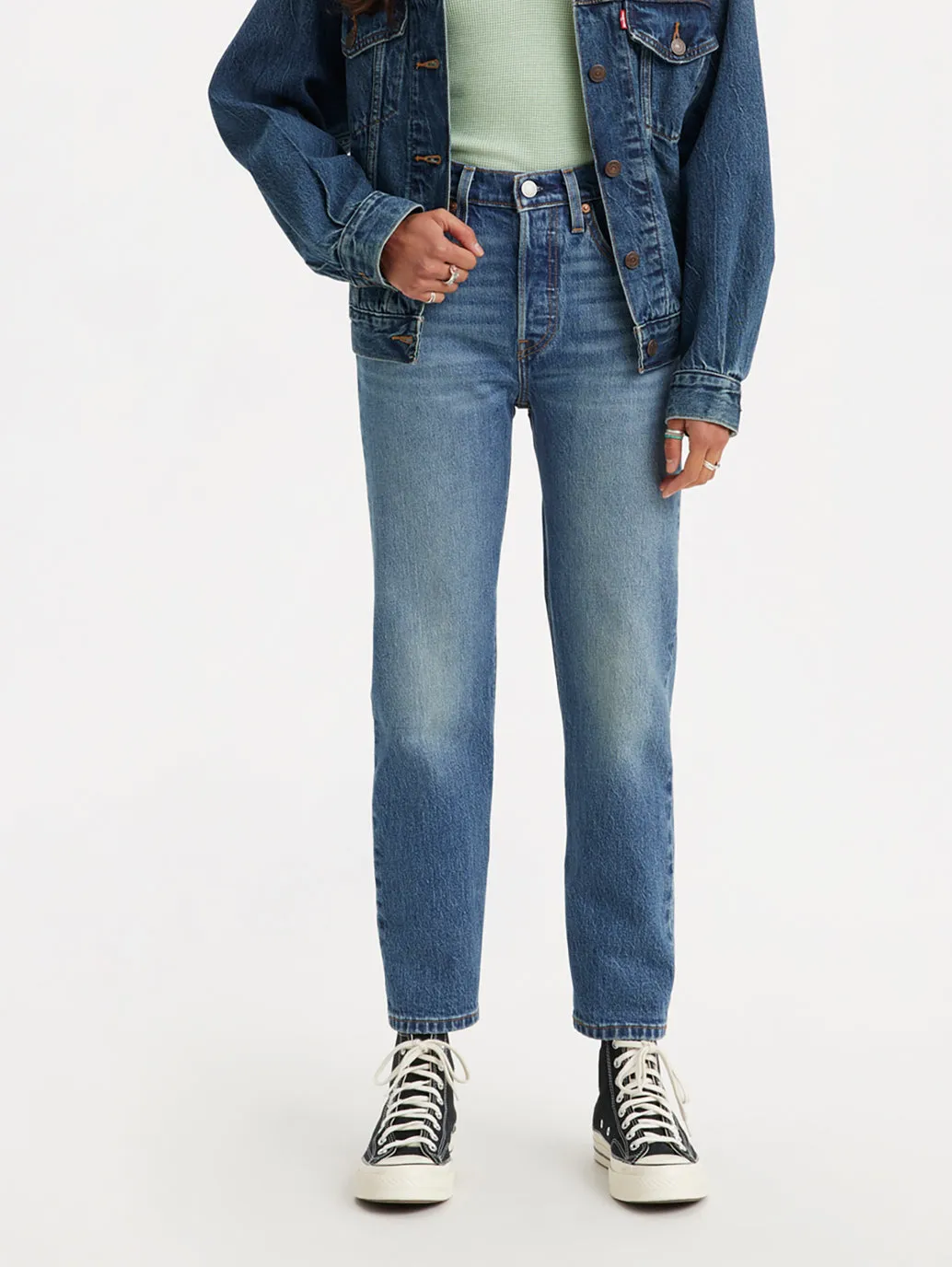 Women's Mid Rise 501 Crop Regular Fit Button Fly Jeans