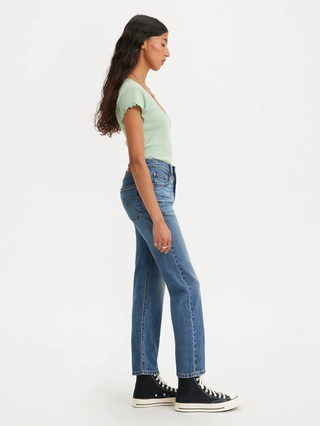 Women's Mid Rise 501 Crop Regular Fit Button Fly Jeans