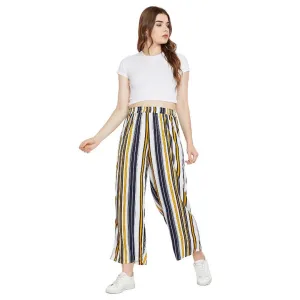 Women's Multicoloured Striped Polyester Trouser