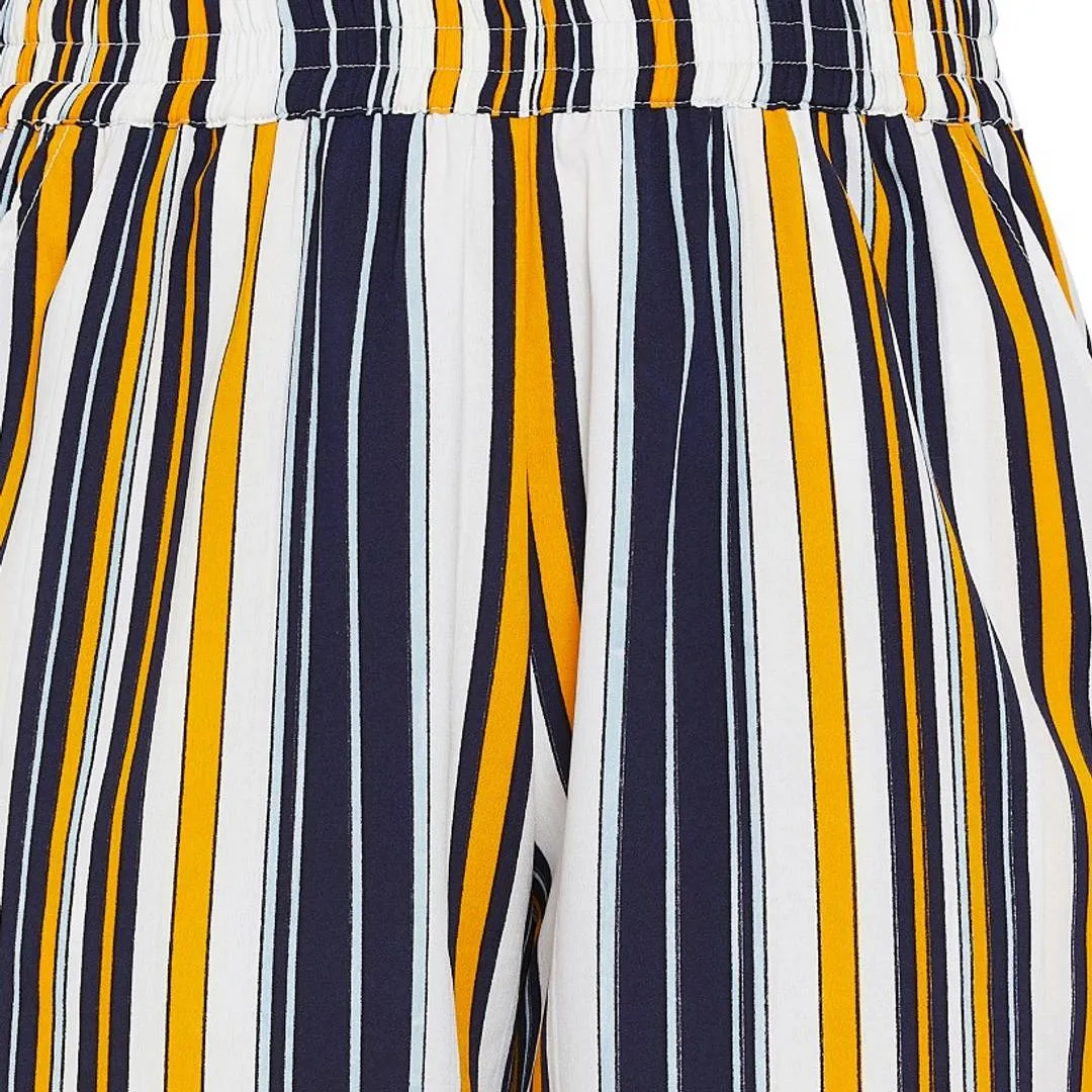 Women's Multicoloured Striped Polyester Trouser